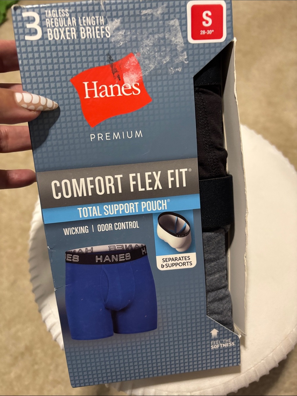 Brand New Hanes Comfort Flex Fit Boxer Briefs - Blue and Black